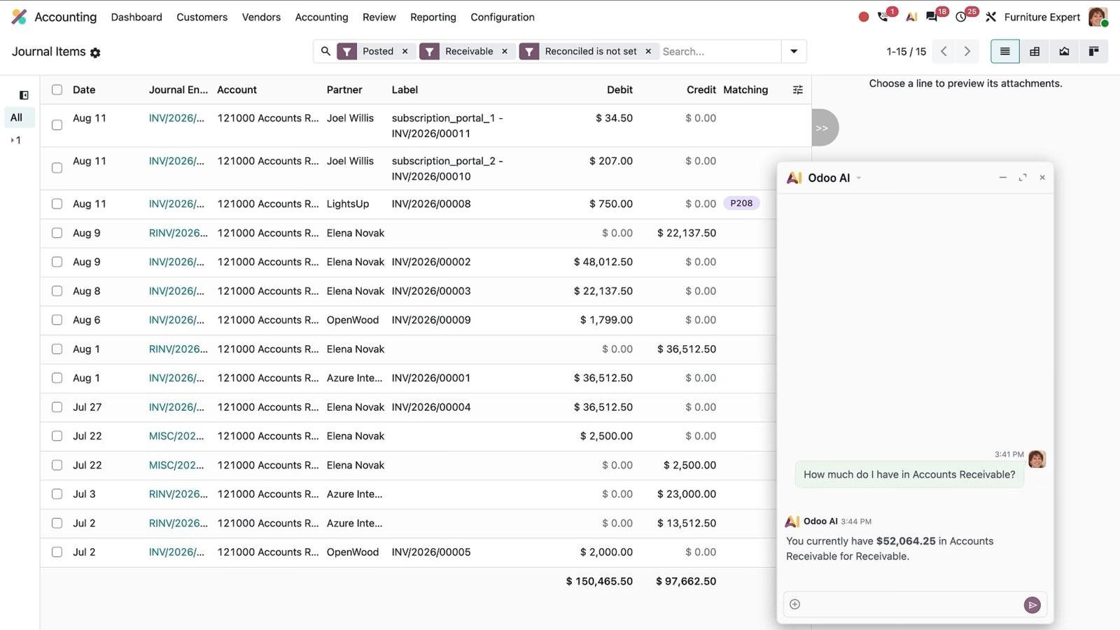 El agente contable de IA responde con cifras reales de sus reportes.